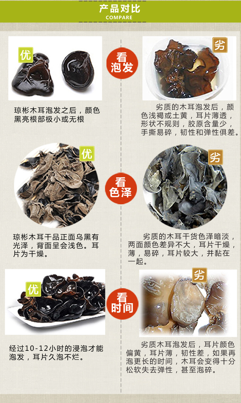 瓊彬 東北特産黑(hēi)木耳幹貨菇菌無根大(dà)雲耳250g包郵-第7張-詳情圖片